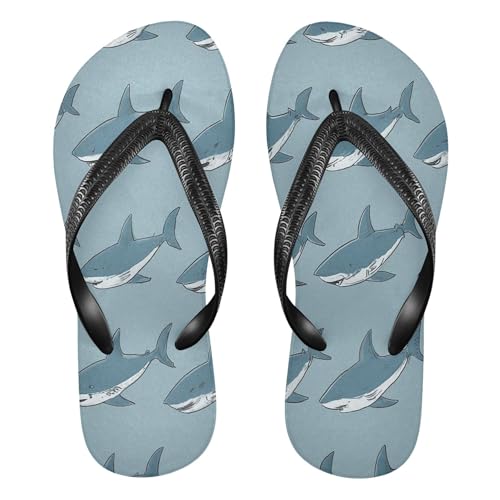 Burbuja Sharks Flip Flops for Women Men, Soft Thong Sandals Rubber Slippers for Pool Beach Essentials