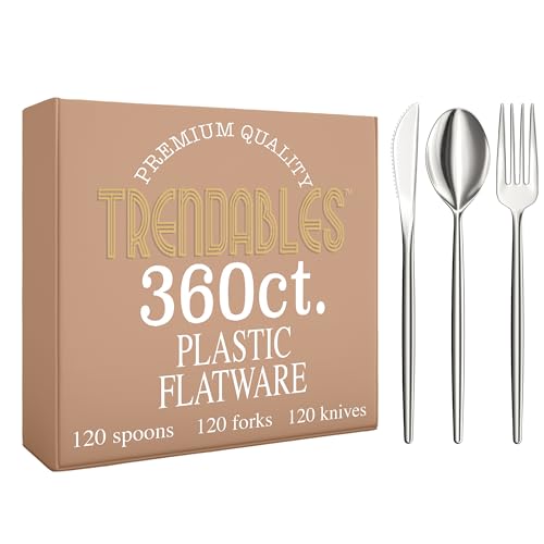 Ensemble coutelets argent 360 pces, fourchettes/cuillères/couteaux réutilisables Trendables