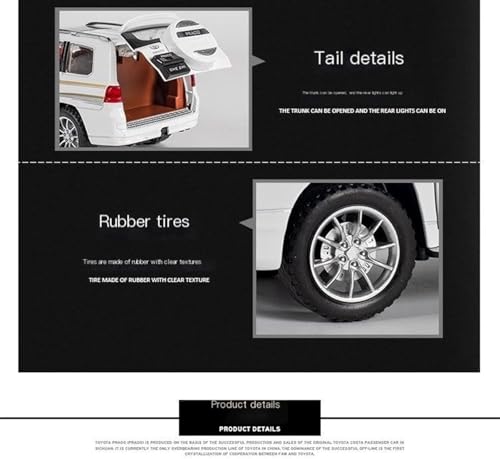 Image of Alokik Enterprise Compatible for 1:24 Toyota Prado Toy Car Model, Diecast Collectible Pull Back Model Car with Sound and Light, Toy Gift Vehicles for Adults Kids Boys Girls【Black】