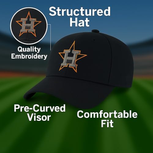 Gorra clásica ajustable con logo de Houston negro miniatura 4