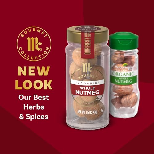 McCormick Gourmet Collection Nutmeg, Whole, Organic, Non GMO, Our Best Herbs & Spices, Fragrant, Sweetness and Warmth Enhances Eggnog, Custards, Cookies, Spice Cakes & More, 1.5 oz - Image 3