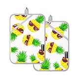 Photo Gallery set di 2 presine con ananas tropicali, isolate termicamente, simpatiche presine e guanti da forno per decorazione della cucina Photo Gallery set di 2 presine con ananas tropicali, isolate termicamente, simpatiche presine e guanti da forno per decorazione della cucina