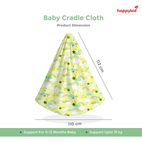 Image of Happykid Baby Cradle Set | Durable Cotton Cloth, Mosquito Net, Spring, Hanger Jhoola (Green)