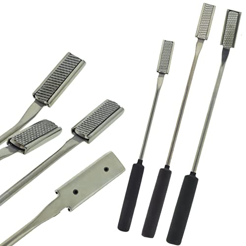 AAProTools Set of 3 Equine Dental Float Rasps Straight Down Up Angled Head Black Silicone Handle Farrier Tools