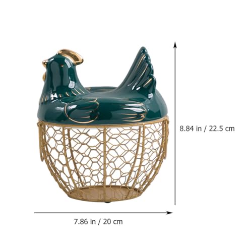 Panier à œufs en fer vert forme poulet pour la cuisine - 3