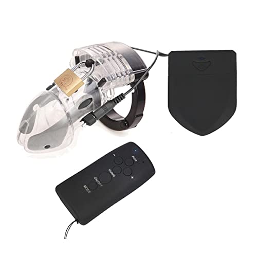 AAKOMA Gabbia del pene per scosse elettriche, dispositivo di castità maschile, gabbia di castità E-Stim Giocattoli sessuali per uomini con anelli attivi Trasparenti