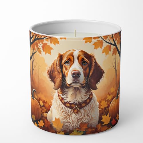Caroline's Treasures DAC1029CDL Brittany Spaniel Fall Decorative Soy Candle Nature Soy Wax Essential Oil Home Decor Ideal for Bedroom Kitchen Bath Office Gift, 10 oz