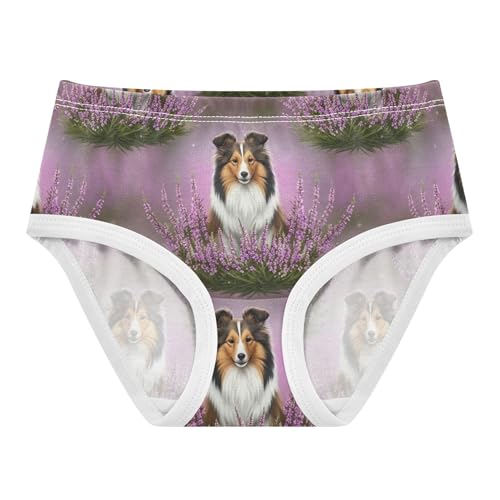 Girls Underwear Toddlers 2t Cotton Little Girl Panties Artistic Kids Briefs Undies Cute Sheepdogs Purple Flowers