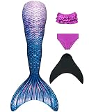 DNFUN Maillot de Bain Queue de sirène avec Monopalme pour Enfant et Adulte