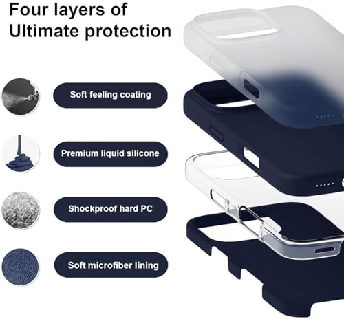 Image of Premium Liquid Silicone Case for iPhone 17 Pro - Slim Full Body Protective Back Cover with Soft Microfiber Lining, Anti-Slip Grip Scratch Resistant Phone Case (Navy Blue)