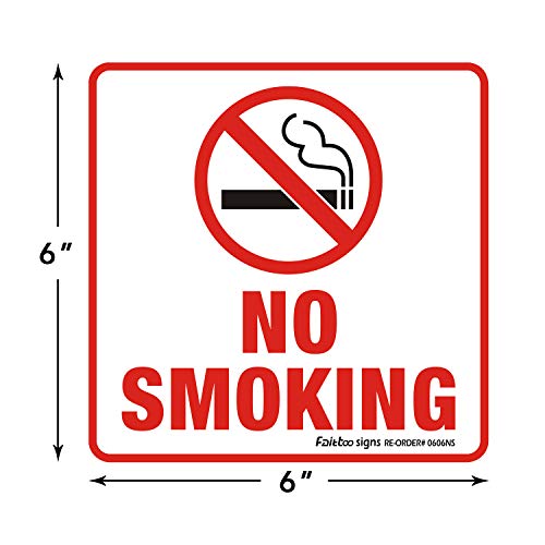 10 Pack No Smoking Stickers, No Smoking Stickers Decals, 6X6 Inch Self-Adhesive Vinyl Decal Stickers, Uv Printed, Durable Ink, Waterproof, Easy To Mount, Indoor/Outdoor Use #TOP1