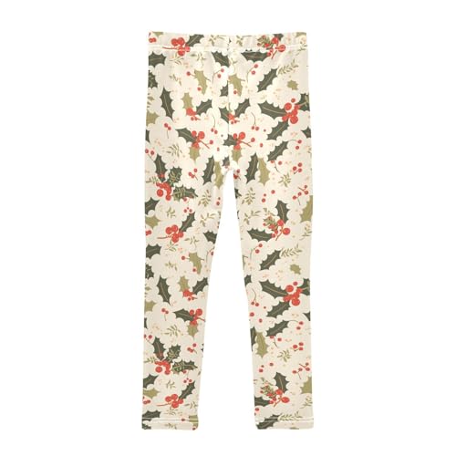 KLL Christmas Holly Berries Toddler Girl Active Leggings Casual Full Length Leg Yoga Pants Running2