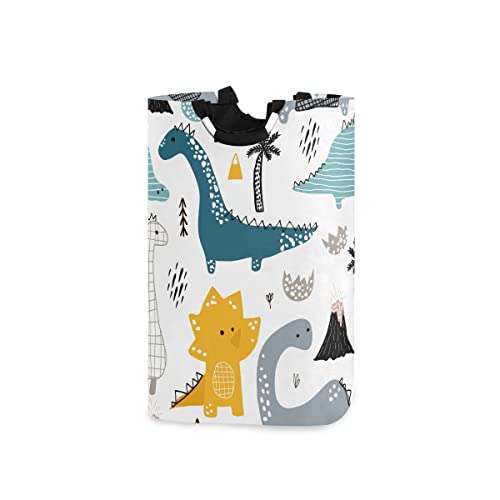 Mnsruu Dino Scandinavian Style Laundry Basket Kids Collapsible Fabric Laundry Hamper Washing Bin Folding Clothes Bag