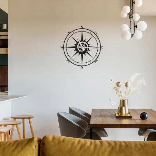 Image of Modern Compass Wall Clock, Oversized Wall Clock, Metal Wall Clock, Large Wall Clock, Minimalist Wall Clock, Silent Wall Clock, Gear Wheel Wall Clock (15.7 Inch)
