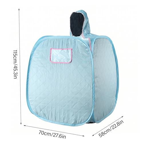 Tente de sauna à circulation de chaleur uniforme et structure pliable monoplace bleu clair