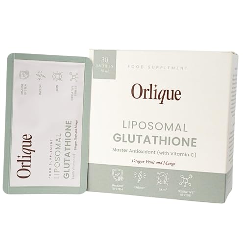 Orlique Liposomal Glutathione with Vitamin C | High-Potency Antioxidant for Immune Support, Cellular Protection, Detox & Energy | Vegan, Gluten-Free | Dragon Fruit & Mango Flavor | 30 Sachets, 400 mg