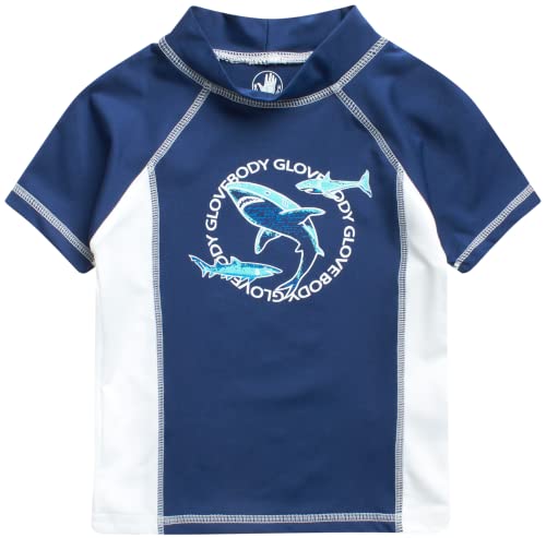 Body Glove Toddler Baby Boys' Rash Guard Set - 4 Piece Upf 50+ Short Sleeve Swim Shirt And Bathing Suit Swimsuit Set, Size 3T, Navy Shark/Neon Make Waves #TOP4