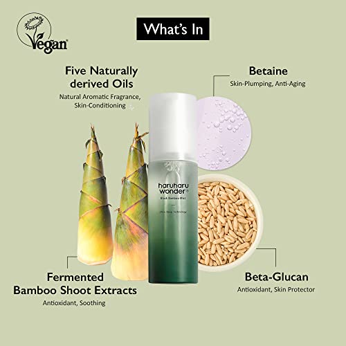 Haruharu Wonder Black Bamboo Mist - Hydrating And Firming Skin, Key Ingredients Ewg Green Scored, Black Rice, Panax Ginseng For Clean And Smooth Skin Surface (2.7 Fl.oz) #TOP3