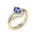 DONGHU 10K 14K 18K Solid Gold 2 Carat Oval Shape Tanzanite Engagement Ring Sets Birthstone Tanzanite Wedding Ring Set for Women 7X9 MM Birthday Anniversary Christmas Gift