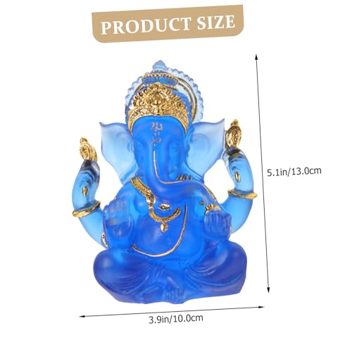 Statue éléphant bleue en verre, présent contemplation hindoue