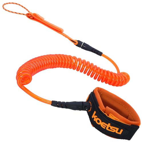 KOETSU Premium Paddle Board Leash - 10ft SUP Ankle Safety Rope, 7mm Thick Surfboard Leash for Longboard, Stand Up Paddle Board Accessories, SUP Replacement Leg Rope(Orange)