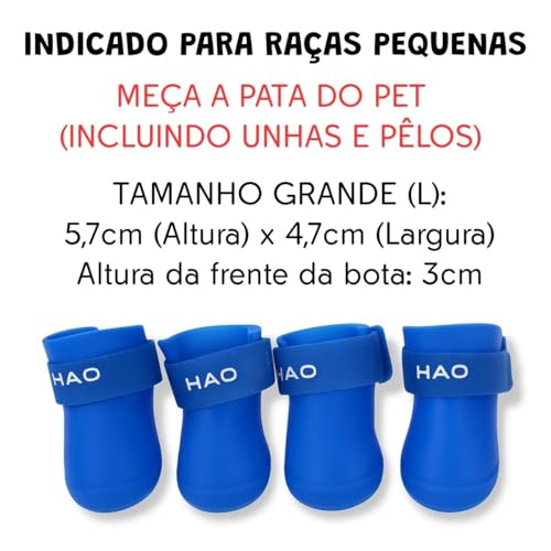 Bota de Silicone Azul para Cachorro Botinha Pet (AZUL, GRANDE (L))