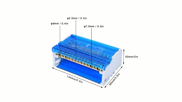 Scatola Di Distribuzione Elettrica 4 Livelli - Per Guida DIN, 100A, Ottone, 100x90x50 Mm - Foto 9
