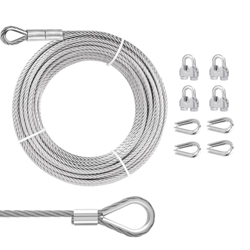1/4 Stainless Steel Cable, PIUM 10Ft Wire Rope, 1/4