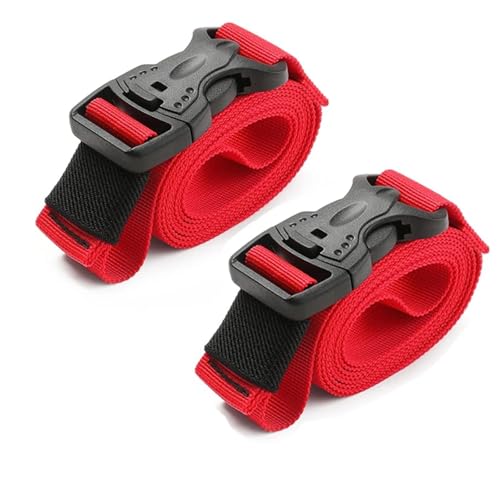 Correa de carga de nailon, cinturón de sujeción for equipaje, hebilla de liberación rápida for campamento al aire libre, correa de bicicleta, bridas for cables de sujeción reutilizables, Color rojo(2
