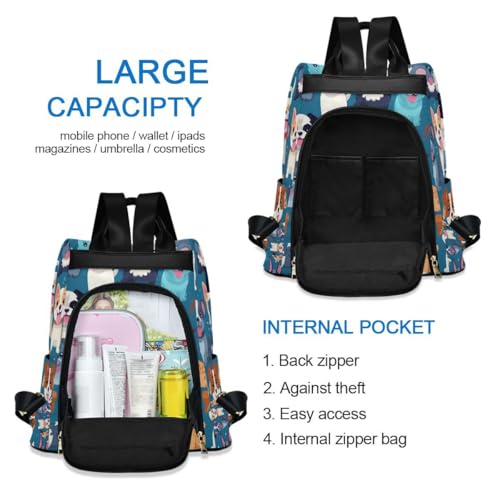 Image of ALAZA Colorful Cute Dogs Trips Hiking Camping Rucksack Pack for Women