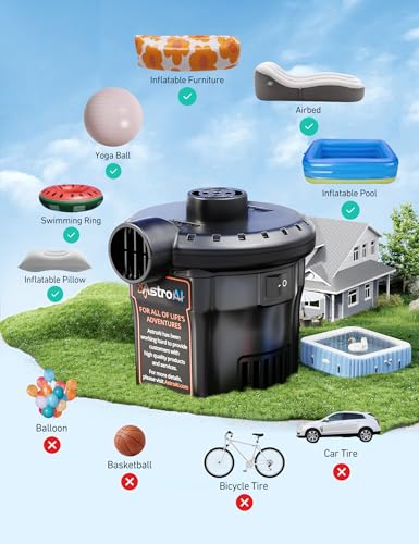 Astroai AHAPACBK1 Electric Air Pump For Inflatables Ac/Ac Dc Quick Air Mattress Pump Deflator Pumps thumb #6