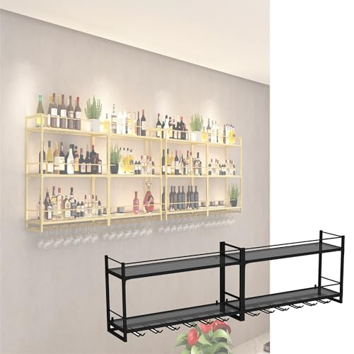 Support à verres à vin suspendu et étagère murale de cuisine rétroéclairée