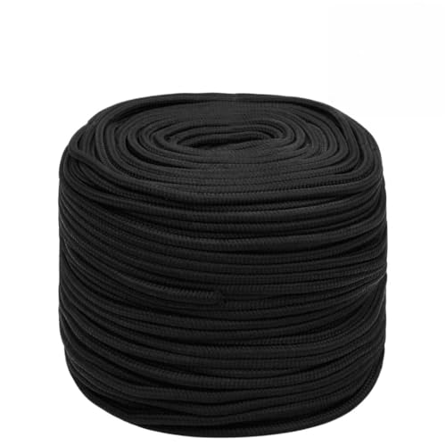 LAPOOH Corda Completamente Nera 6 mm 100 m in Polipropilene,Corde,Fili e Catene,Cavi e funi,Corda Intrecciata,Cima per Ancoraggio e Ormeggio-152498
