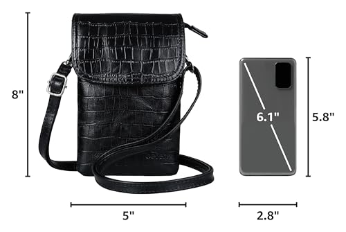 Image of befen Genuine Leather Small Crossbody Bags for Women Cell Phone Bag Cross Body Purses,Silver Zipper