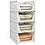 Pinkpum Stackable Plastic Storage Basket, Foldable Closet Organizers and Storage Bins 4 Pack Drawer Shelf Storage Container for Wardrobe Kitchen Bathroom Office Dorm White