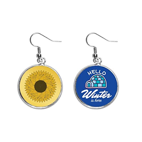 Pendientes de girasol amarillo cuelgue joyería de la gota de invierno mujer