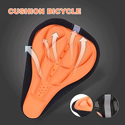 Capa de almofada de assento de bicicleta 3D reflexiva de silicone anti-choque esponja de gel largo m