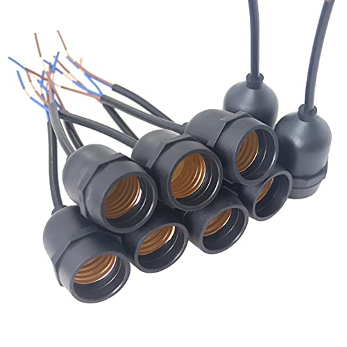 Rextin 10Pcs E26 E27 Waterproof Medium Base Light Lamp Sockets Fully Sealed Rainproof Bulb Lamp Holder 250V 660W #TOP6