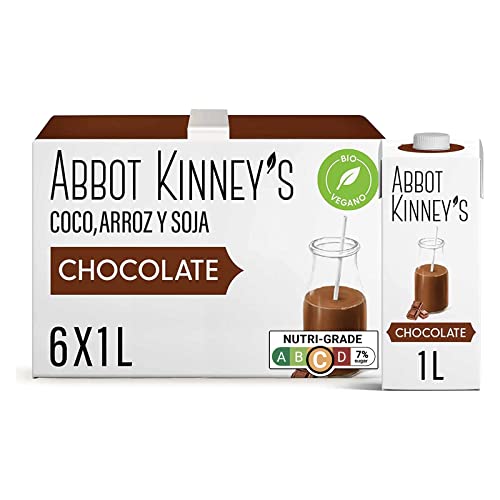 Abbot Kinney's - Pack de 6 Unidades de 1 L de Batido Ecológico Vegetal Sabor Chocolate - Apto para Veganos - Sin Lactosa - A base de Arroz, Coco y Soja - Delicioso Batido sin Leche