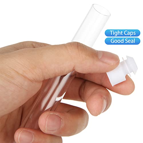 100Pcs Disposable Plastic Test Tubes with Caps 16x150mm 15ml Clear Test Tubes Containers Good Seal for Candy Storage, Bath Salts, Scientific Experiment - Thumbnail 3