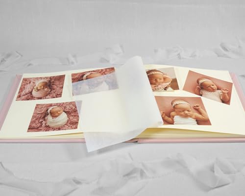 Miniatura 5 de Photocity Álbum De Fotos Con Nombre Bordado, Álbum De Fotos Para Pegar, Cubierta De Lino, 60 Páginas Con Papel De Seda Lino, 30 X 25 Cm, 60 Páginas