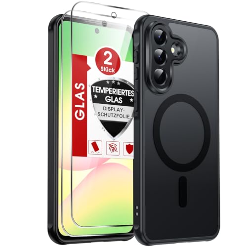 LeYi für Samsung Galaxy A57 5G Hülle für Magsafe mit 2X Panzerglas-Schwarz – Ansicht 1