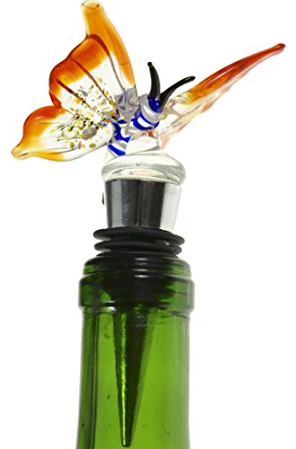 Glass Butterfly Wine Stopper – Champagne/Wine Bottle Stopper, Decorative, Colorful, Unique, Eye-Catching Glass Wine Stoppers – Butterfly Gift, Wine Accessories Gift For Hostess - Wine Corker/Sealer #TOP2