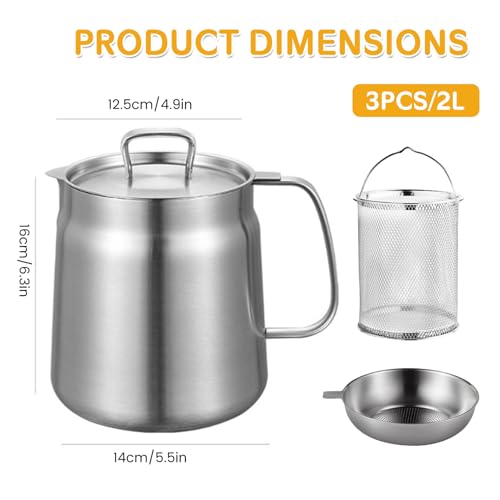 Friteuse multifonctionnelle 2L en inox avec passoire et récipient