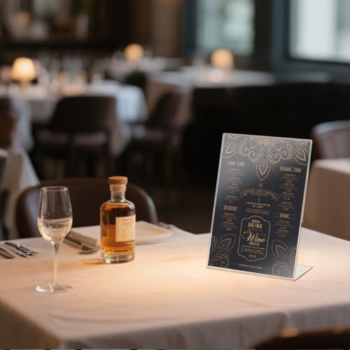 OctBird A5 Tischaufsteller Schrä,6 Stück Acryl Tischaufsteller Schräg,Glasklar L- Ständer,Menü Display Halter Ständer Tischaufsteller,Transparenter Tischaufsteller aus Kunststoff für Restaurant Theke