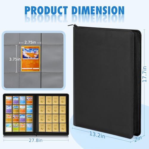 YOPIKUU Card Binder, 1024 Pockets Trading Card Binder with Sleeves Card Organizer, 16 Pocket Sports Card Holder for Game Card, Baseball Football Basketball Cards (1024 Pockets)