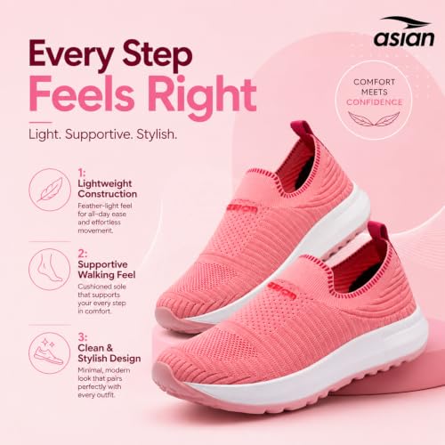 Image of ASIAN Breeze-04 Women's Slip-On Walking Shoes | Lightweight Knit Sneakers with Memory Foam Comfort | Casual, Travel