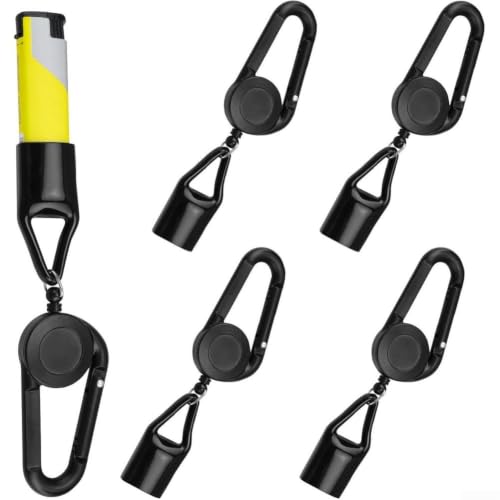Retractable Flame Starter Case 5-Pack Black ABS Keychain
