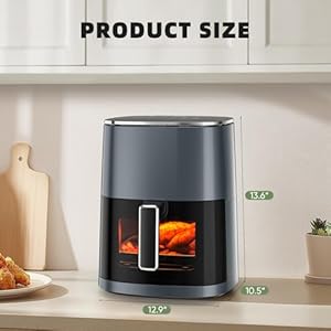 6QT Large Air Fryer, 12-in-1 Digital Airfryer with Clear Window, Roast, Reheat, Dehydrate, Bake, Steam with 400F and More, Dishwasher Safe, Nonstick, Fit for Family of 2-5,Gray 6QT Large Air Fryer 12 in 1 Digital Airfryer with Clear Window Roast Reheat Dehydrate Bake Steam with 400F and More Dishwasher Safe Nonstick Fit for Family of 2 5Gray