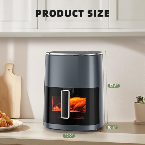 6QT-Large-Air-Fryer-12-in-1-Digital-Airfryer-with-Clear-Window-Roast-Reheat-Dehydrate-Bake-Steam-with-400F-and-More-Dishwasher-Safe-Nonstick-Fit-for-Family-of-2-5Gray 6QT Large Air Fryer 12 in 1 Digital Airfryer with Clear Window Roast Reheat Dehydrate Bake Steam with 400F and More Dishwasher Safe Nonstick Fit for Family of 2 5Gray